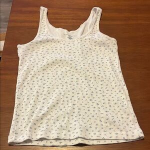 Brandy Melville White and Blue Floral Tank Top